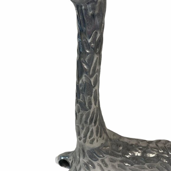 Giraffe Metal Sculpture Pewter Silver Textured - Picture 3 of 6